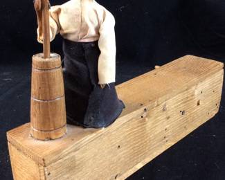 TRAMP ART CARVED TOGETHER CHURNING WOMAN