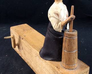 TRAMP ART CARVED TOGETHER CHURNING WOMAN