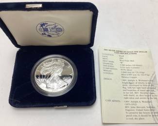 2001 PROOF AMERICAN SILVER EAGLE 1oz COIN