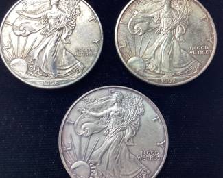 (3) 1996-98 AMERICAN SILVER EAGLES