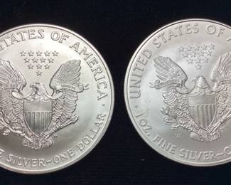 (2) 1999 COLORIZED & 2008 AMERICAN SILVER EAGLES