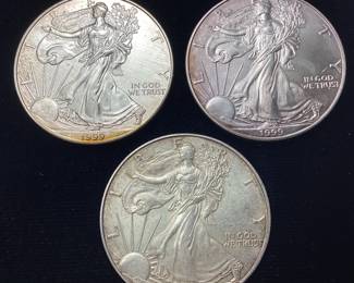 (3) 1999 SILVER AMERICAN EAGLES