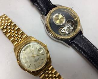 2 ELGIN WRISTWATCHES, GOLD TONED NEEDS BATTERY,