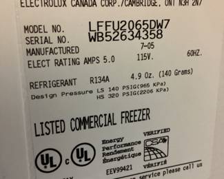 ELECTROLUX COMMERCIAL STAND UP FREEZER