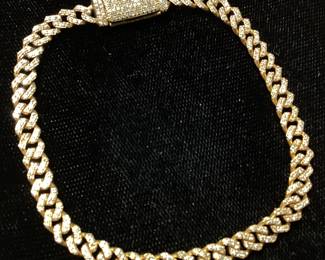 14kt GOLD & DIAMONDS SNAP LOCK CUBAN LINK
STYLE BRACELET, 11G, SIZE 7''L,