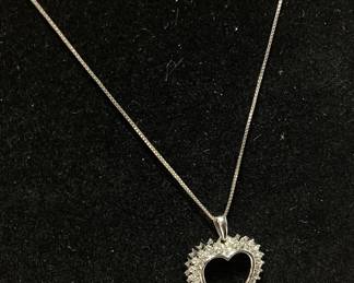 10kt GOLD CHAIN w DIAMOND CHIP HEART CHARM, 2.2g, 18''L,