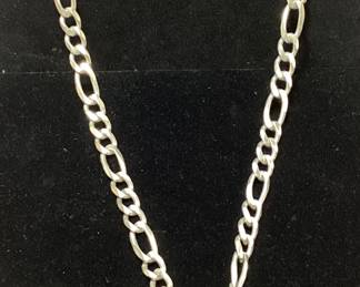 925 SILVER NECKLACE & CROSS PENDANT, 111g, 28''L