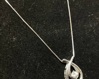 10kt GOLD NECKLACE & DIAMOND PENDANT, 3g, 22''L