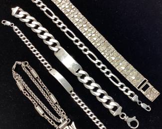 (5) 925 SILVER BRACELETS, 253 GRAMS,
