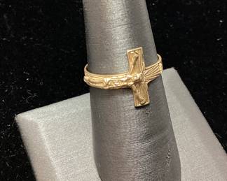 10kt GOLD JESUS RING, 2.1g, SIZE 7.5,