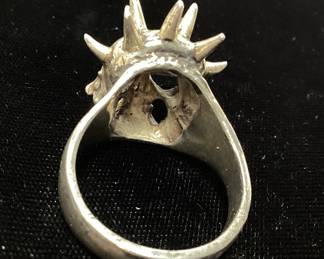 925 SILVER SPIKE SKULL BIKER RING, 19.7g, SIZE 14.5,