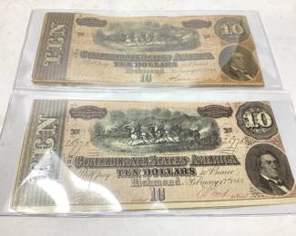 (2) $10 CONFEDERATE STATES OF AMERICA