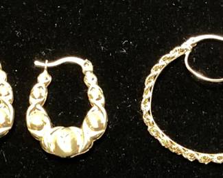 10kt GOLD EARRINGS, 7.5 GRAMS, HOOPS, NUGGETS, 1 SINGLE,