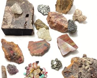 CRYSTAL & STONE GEODE CLUSTERS, ONYX, SMOKEY QUARTZ, PYRITE, AMYTHYST, QUARTZ,