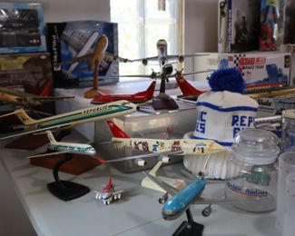 Model airplanes form Northwest and Republic, as well as airline memorabilia 