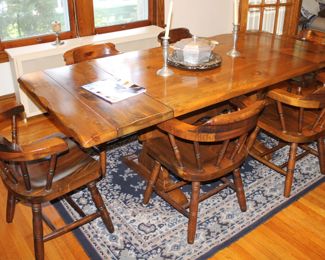 Dining Table with 6 Arm Chairs - Table and Chairs available separately - Shown with two 12" Leafs - Overal size 84" x 36"