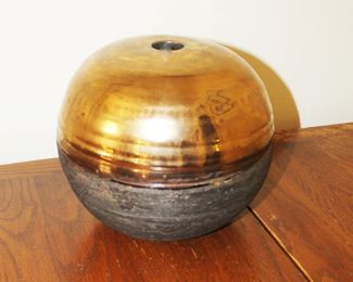 Studio Art Pottery - Artist Signed - 24k Gold Glaze
