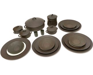 Dansk Designs Flamestone Fluted Brown Dinnerware  Set