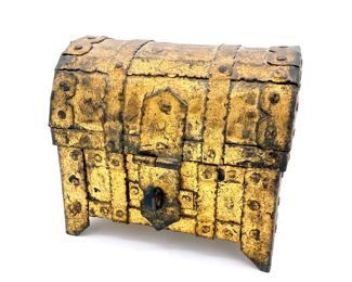 Antique Metal Treasure Chest Trinket Box