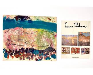 Aaron Olshan signed mixed media painting and brochure
