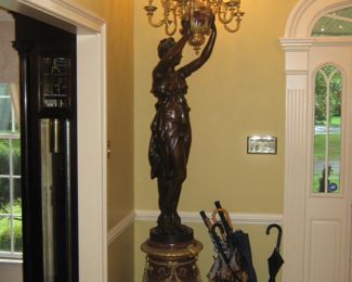 Pair of Important Marble and Gilt Bronze Torchere
