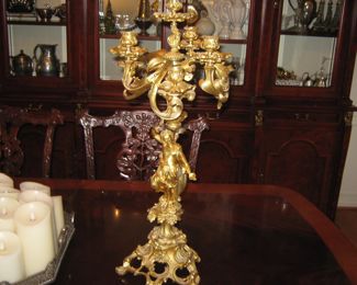 Pair of Gilt Bronze Candleabra