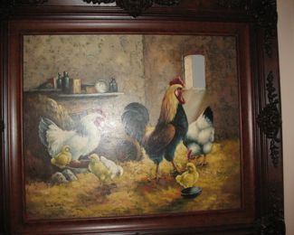 Decorative Repro Chicken Painting
