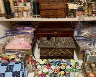 SEWING NOTIONS, THREAD, SEWING BOXES