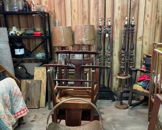 CHAIRS AND PAIR OF FLOOR LAMPS