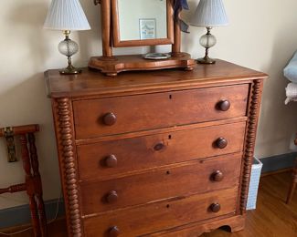 Vintage Cherry Chest of Drawers                                                        Vintage Tabletop Mirror