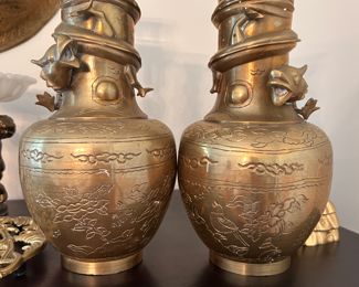 Vintage Brass Chinese Vase Early 1900's