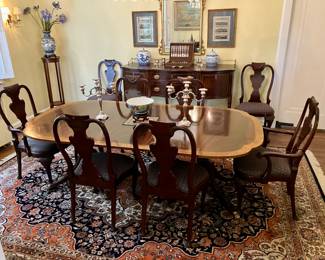 Baker Historic Charleston banded dining table (with 2 leaves)and 8 matching chairs