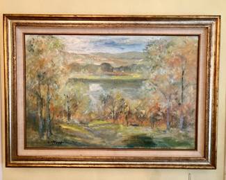 Landscape oil on canvas by Polish artist Henryk Krych (1905-1980)