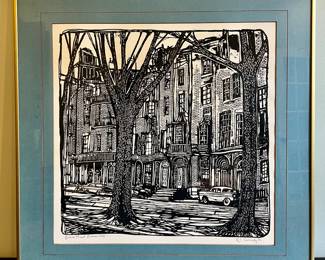 "Beacon Street Beacon Hill", Signed 