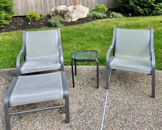 (2) Brown Jordan Armchairs & Ottoman