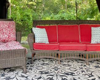 Wicker Chaise Lounge & Wicker Sofa