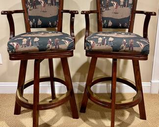 (3) Upholstered Swivel Bar Stools