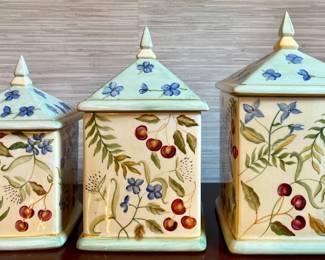 (3) Capriware Hand Painted Canisters