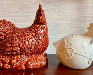 (2) Decorative Chickens