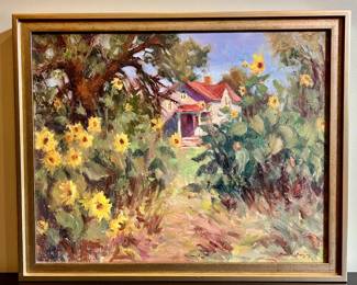 "Farm House Sunnies" Oil on Panel, Signed