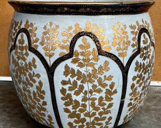 Planter with Gold Leaves
