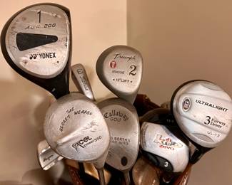 Assorted Yonex, Callaway, Titleist Golf Clubs