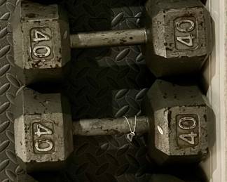 Dumbells (35lbs., 40lbs., 45lbs.)