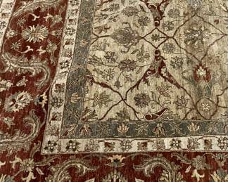 Wool Rug (sage, maroon, cream)