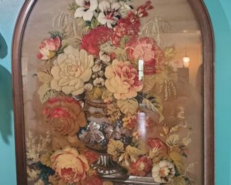 Victorian framed floral beaded embroidery