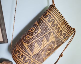 Handwoven basket backpack 