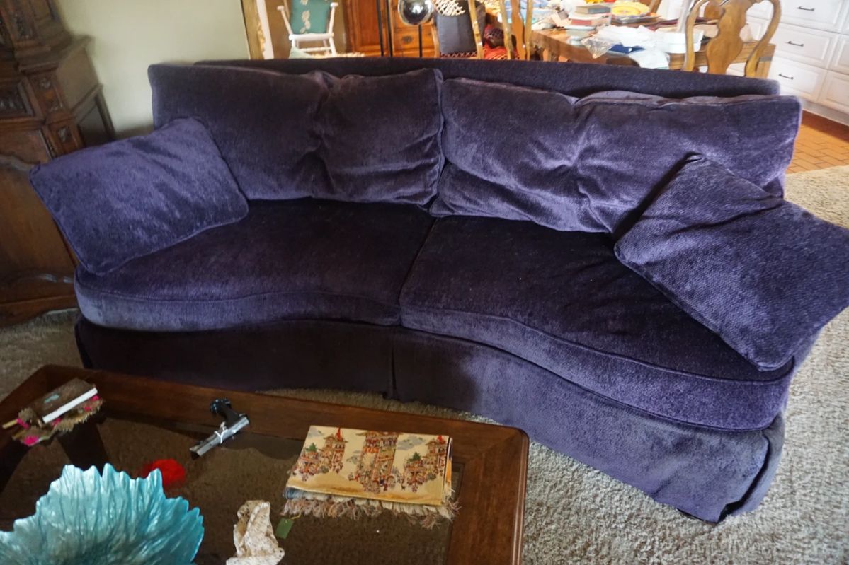 purple curved couch