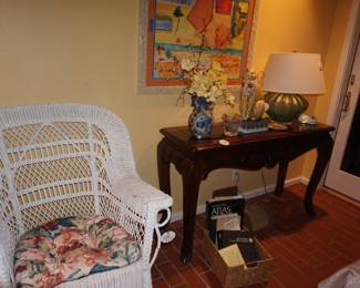 table, wicker rocker