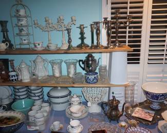 candle sticks, pitchers, vases