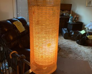 Vintage Mid Century Modern Asian Butterfly 2 Light Tension Pole Lamp. 